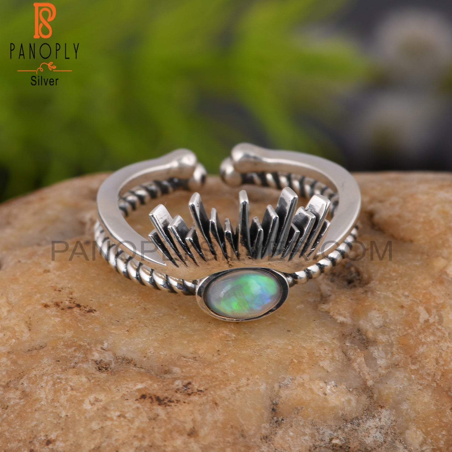 Ethiopian Opal Oval Shape 925 Sterling Silver Women’s Ring