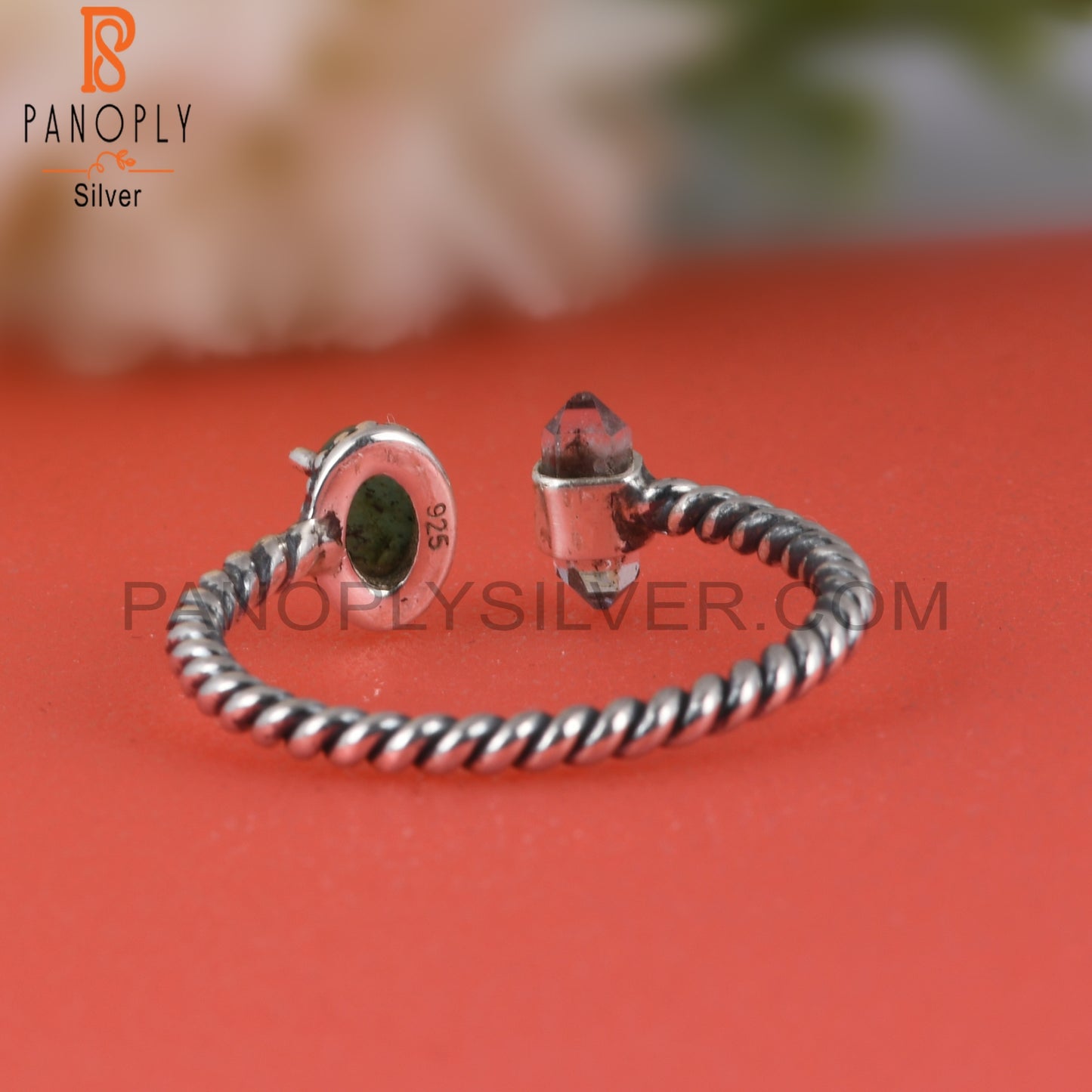 Emerald & Herkimer Diamond 925 Sterling Silver Ring