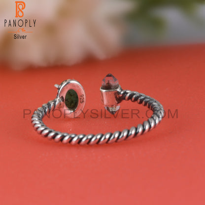 Emerald & Herkimer Diamond 925 Sterling Silver Ring