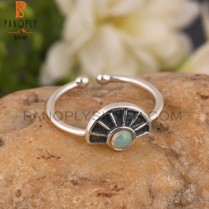 Ethiopian Opal 925 Silver Engagement Ring