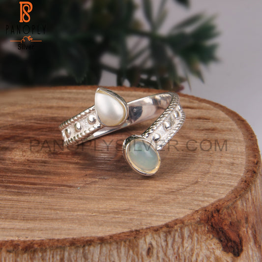 Ethiopian Opal & Pearl 925 Sterling Silver Ring