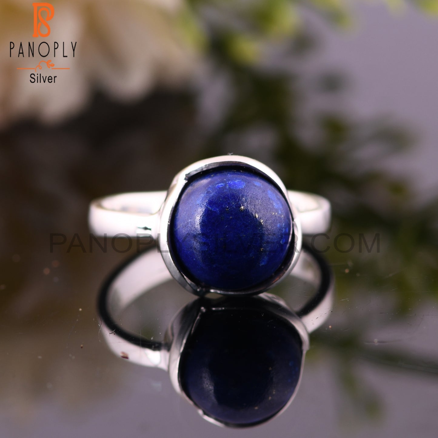 Lapis Hypoallergenic Round Shape 925 Sterling Silver Ring