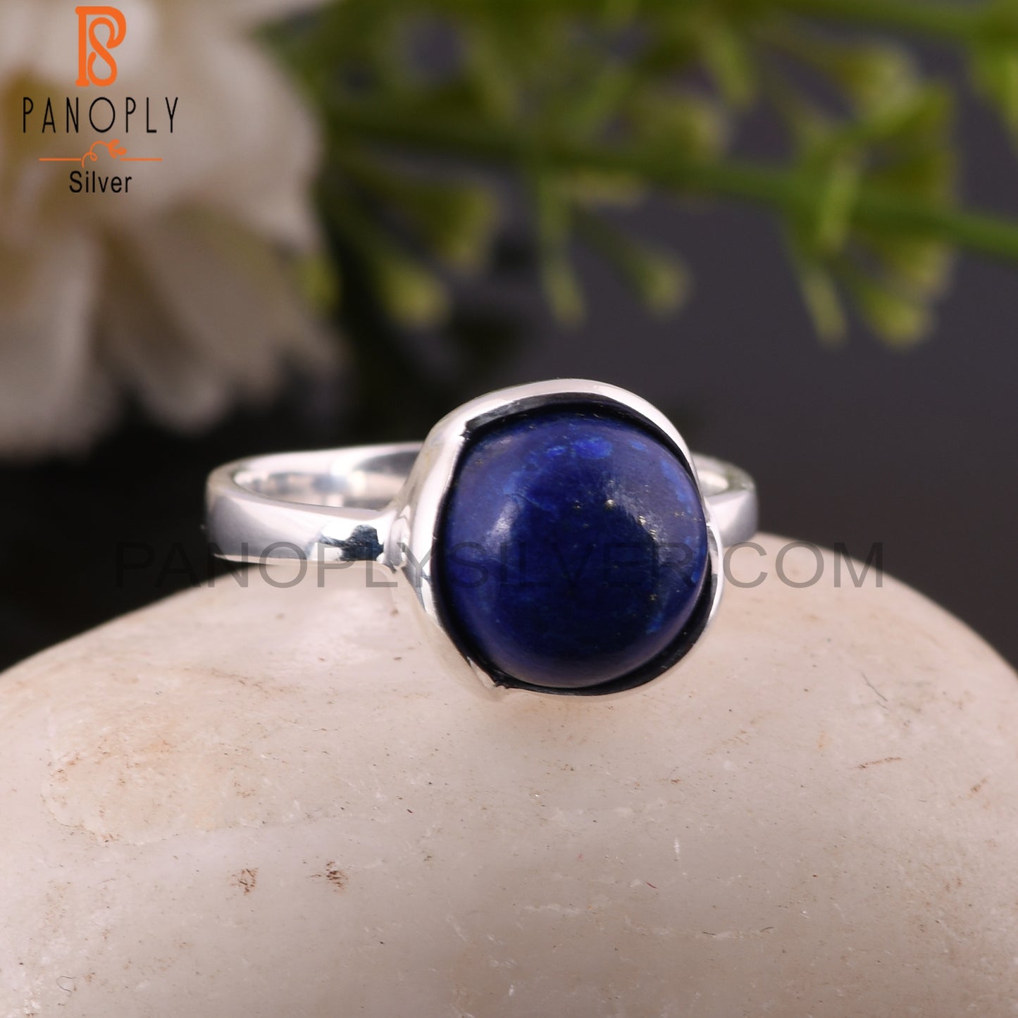 Lapis Hypoallergenic Round Shape 925 Sterling Silver Ring