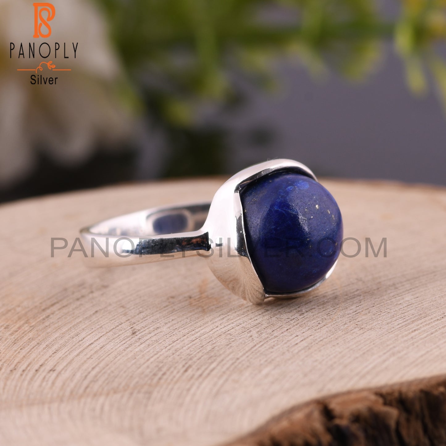 Lapis Hypoallergenic Round Shape 925 Sterling Silver Ring