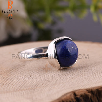 Lapis Hypoallergenic Round Shape 925 Sterling Silver Ring