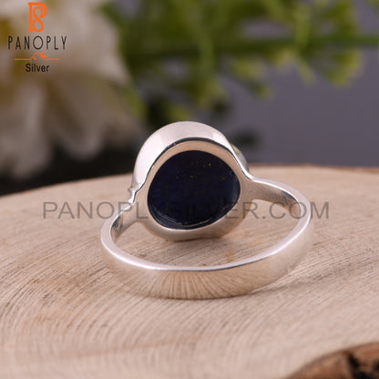 Lapis Hypoallergenic Round Shape 925 Sterling Silver Ring