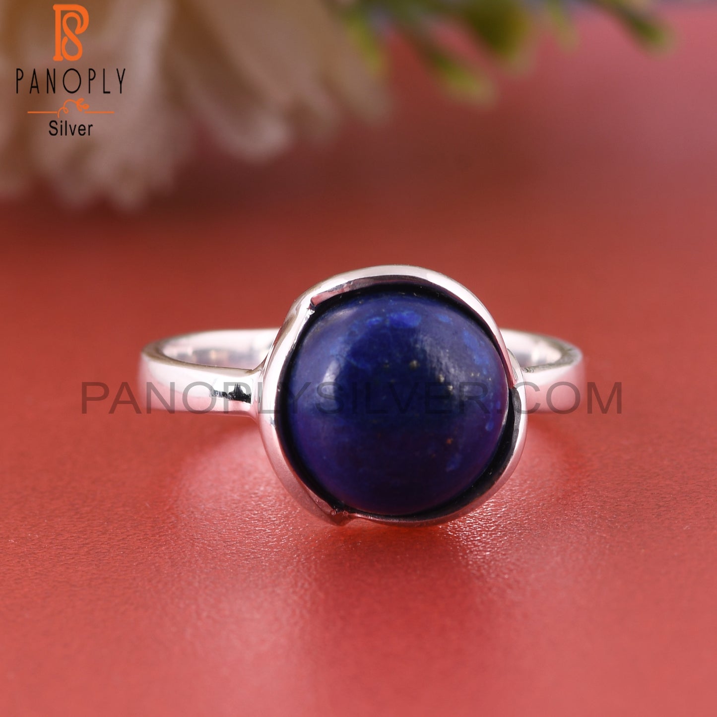 Lapis Hypoallergenic Round Shape 925 Sterling Silver Ring