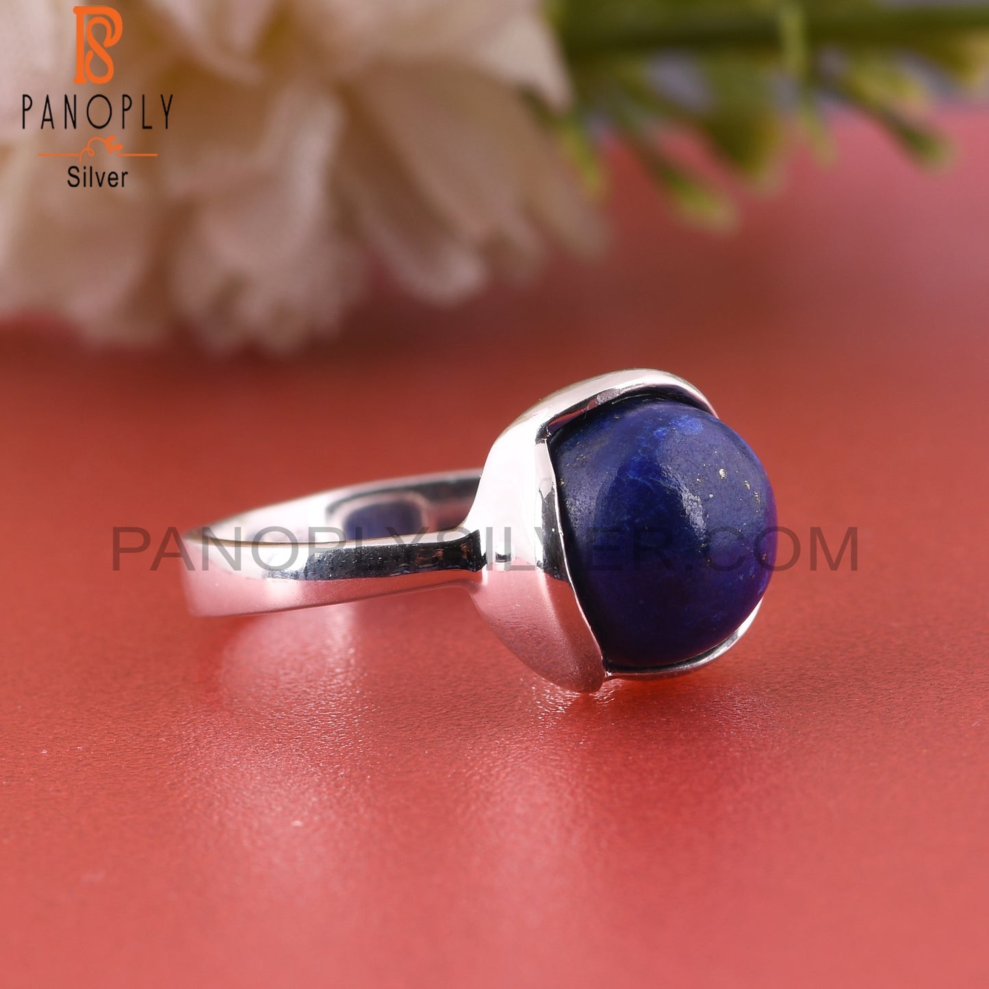 Lapis Hypoallergenic Round Shape 925 Sterling Silver Ring