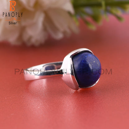 Lapis Hypoallergenic Round Shape 925 Sterling Silver Ring