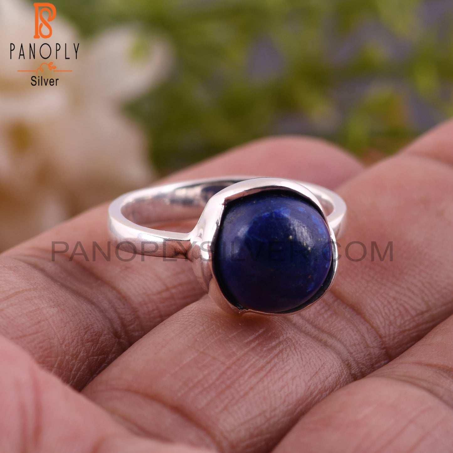 Lapis Hypoallergenic Round Shape 925 Sterling Silver Ring