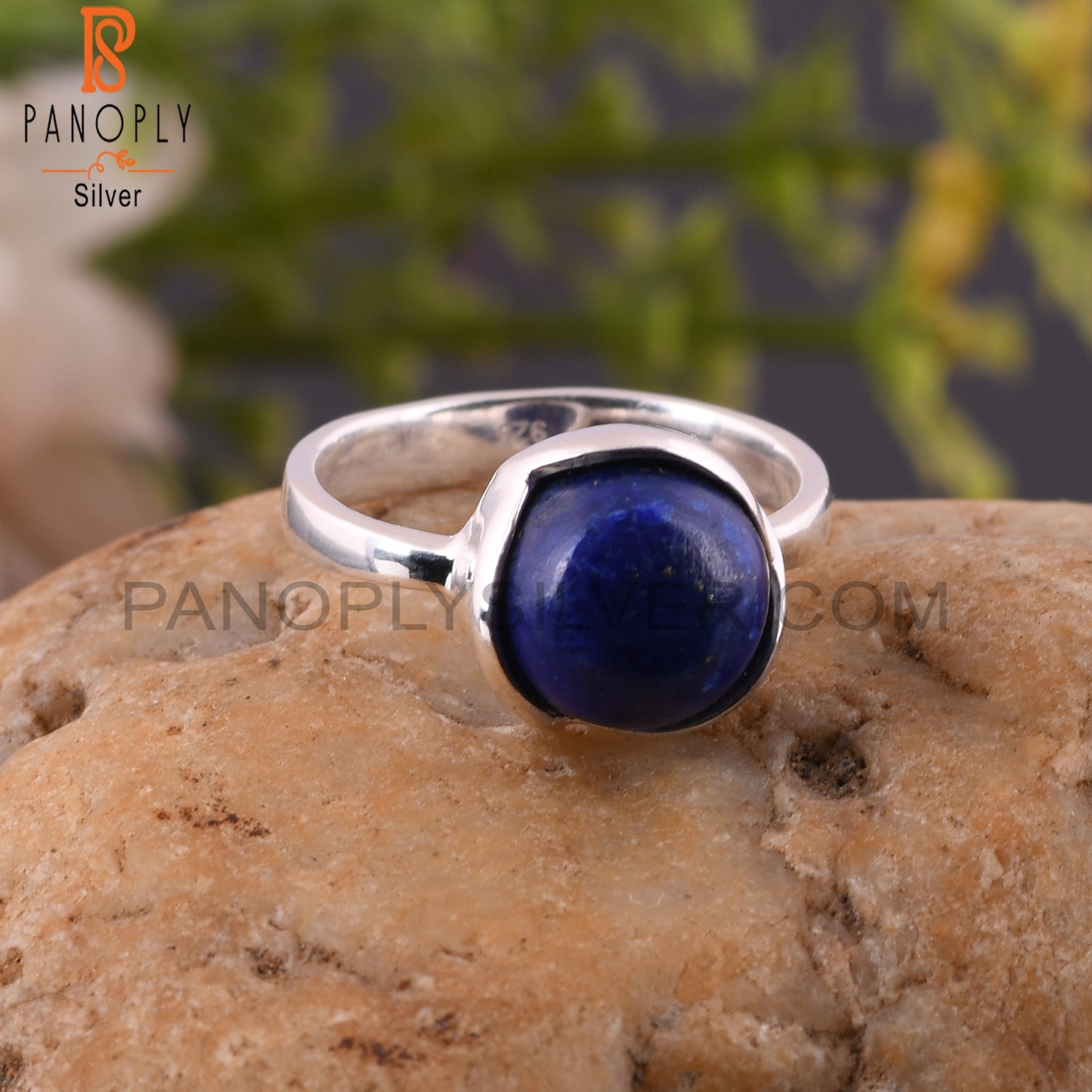 Lapis Hypoallergenic Round Shape 925 Sterling Silver Ring