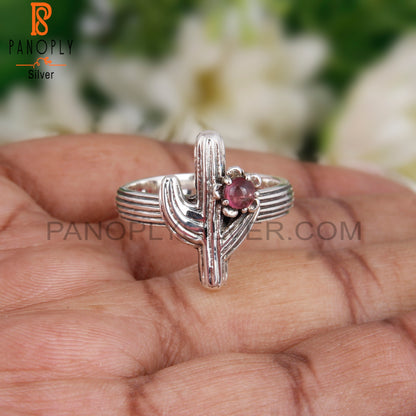 Pink Tourmaline 925 Sterling Silver Cactus Shape Ring