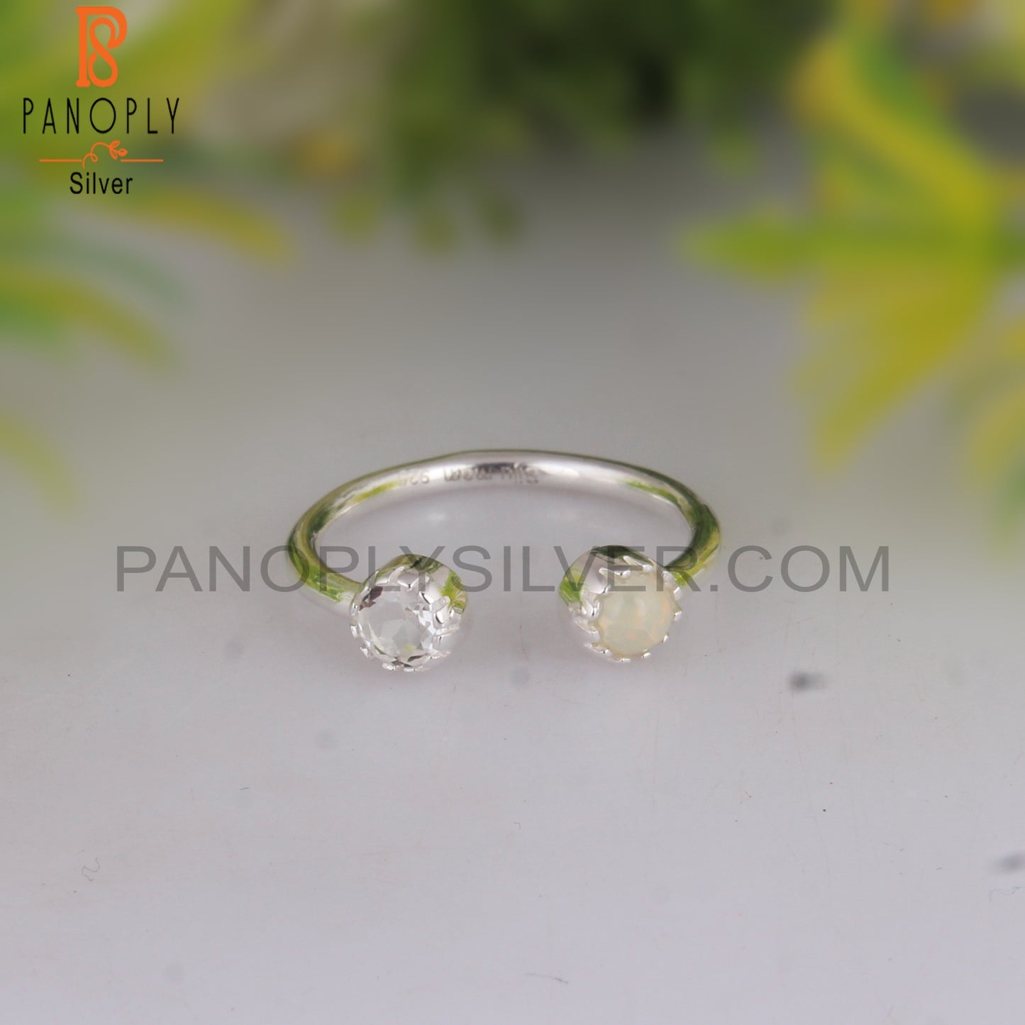 Crystal Quartz & Ethiopian Opal 925 Sterling Silver Ring