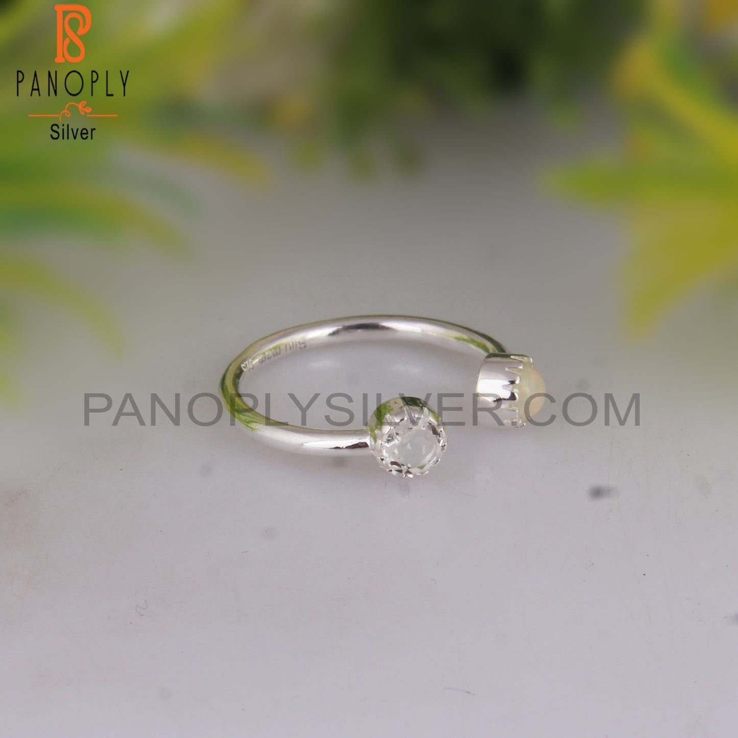Crystal Quartz & Ethiopian Opal 925 Sterling Silver Ring