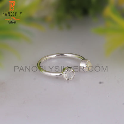 Crystal Quartz & Ethiopian Opal 925 Sterling Silver Ring