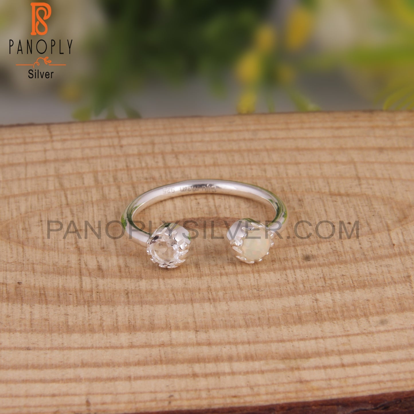 Crystal Quartz & Ethiopian Opal 925 Sterling Silver Ring