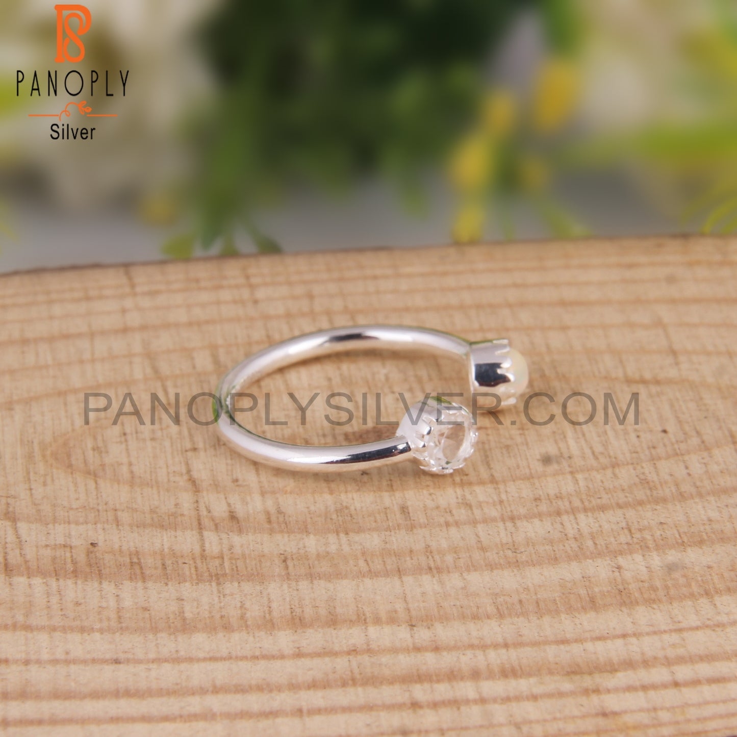 Crystal Quartz & Ethiopian Opal 925 Sterling Silver Ring