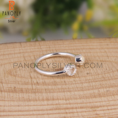 Crystal Quartz & Ethiopian Opal 925 Sterling Silver Ring