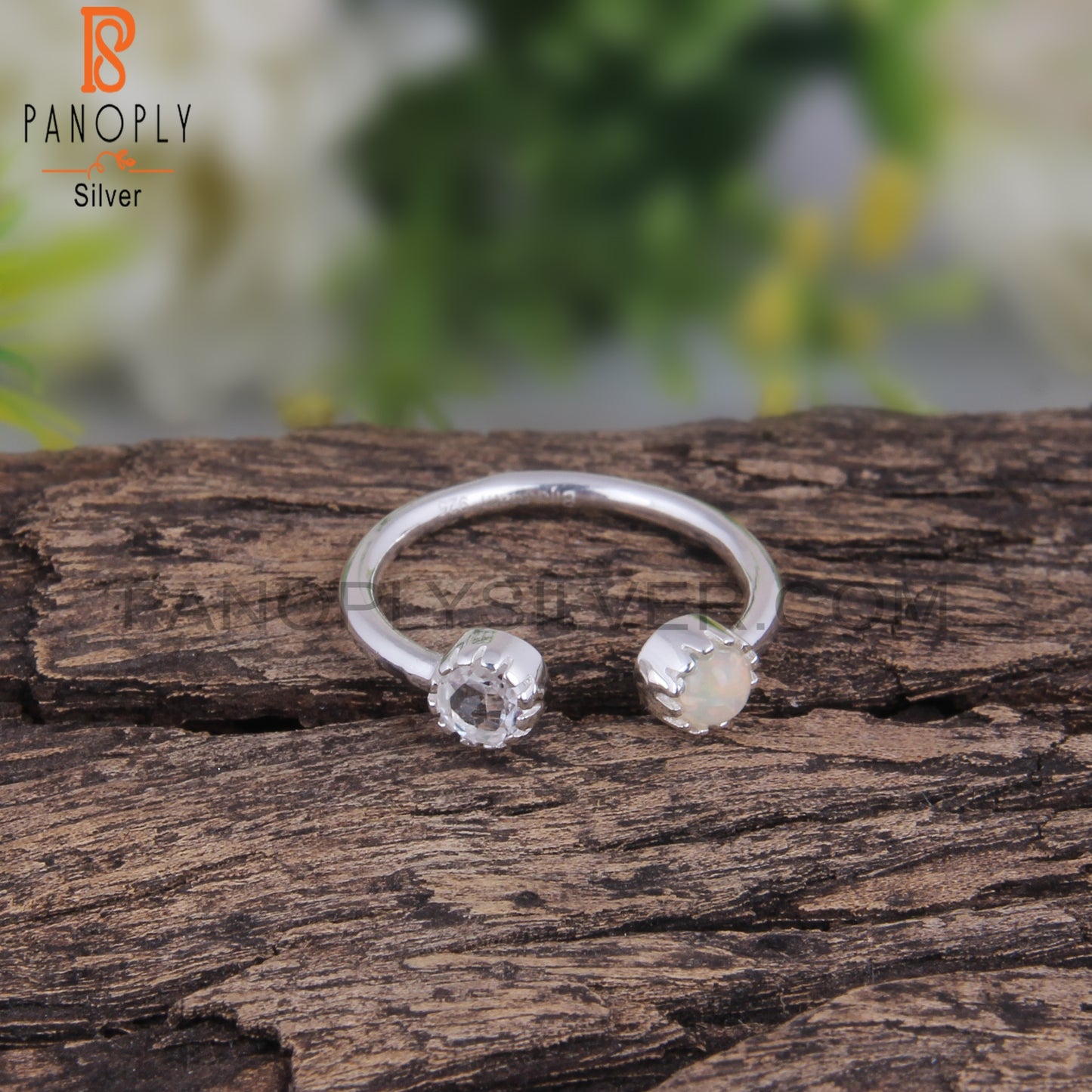 Crystal Quartz & Ethiopian Opal 925 Sterling Silver Ring