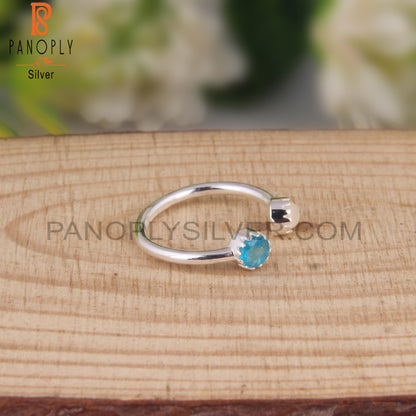 Neon Apatite & Ethiopian Opal Round 925 Silver Ring