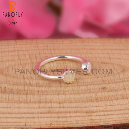 Rainbow Moonstone & Ethiopian Opal 925 Sterling Silver Ring