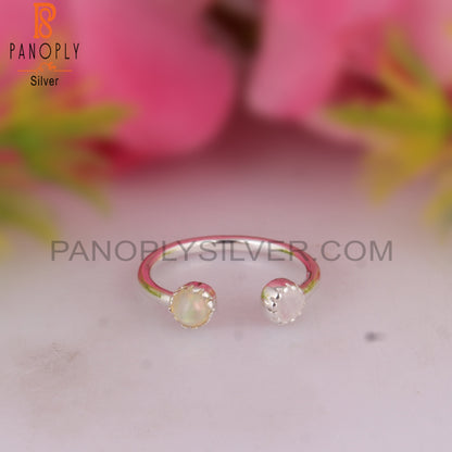 Rainbow Moonstone & Ethiopian Opal 925 Sterling Silver Ring