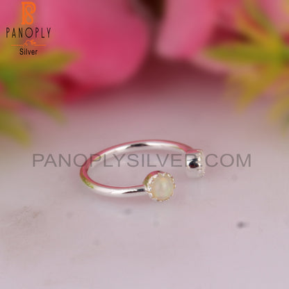 Rainbow Moonstone & Ethiopian Opal 925 Sterling Silver Ring