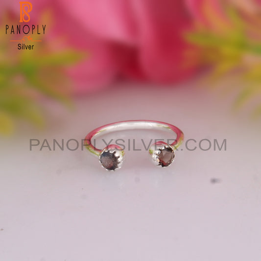 Smoky & Labradorite 925 Sterling Silver Ring