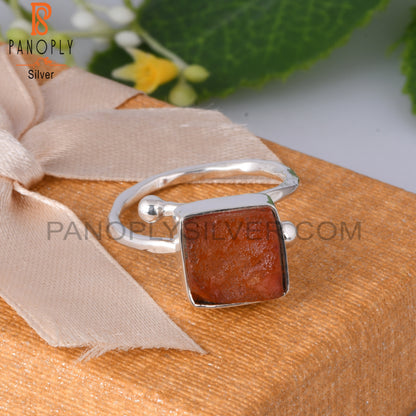 Carnelian Rough 925 Sterling Silver Adjustable Ring