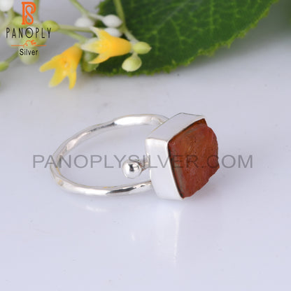 Carnelian Rough 925 Sterling Silver Adjustable Ring