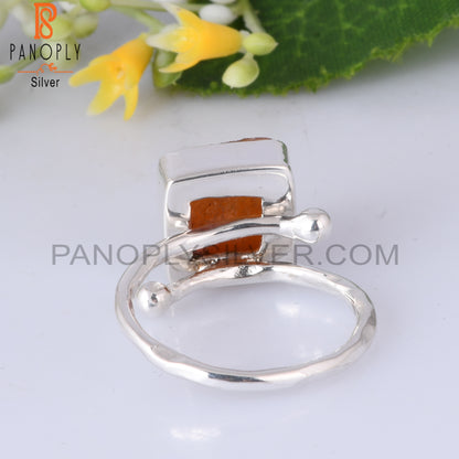 Carnelian Rough 925 Sterling Silver Adjustable Ring