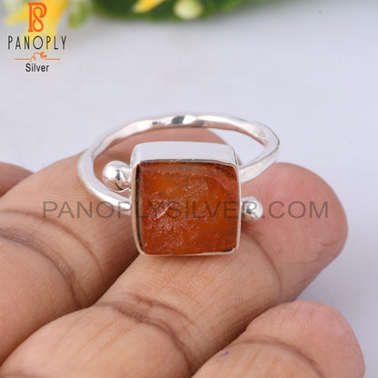 Carnelian Rough 925 Sterling Silver Adjustable Ring