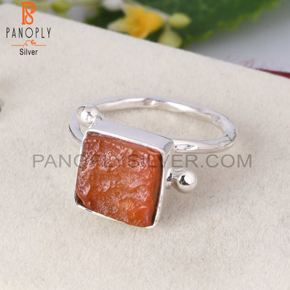 Carnelian Rough 925 Sterling Silver Adjustable Ring