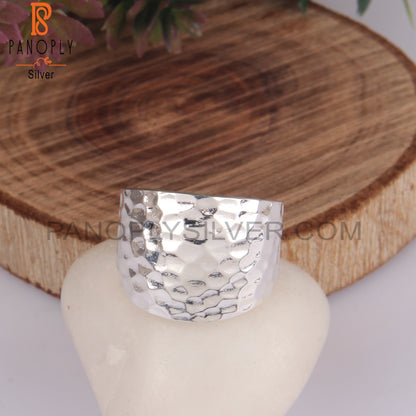 Handhammered Bold 925 Sterling Silver Ring