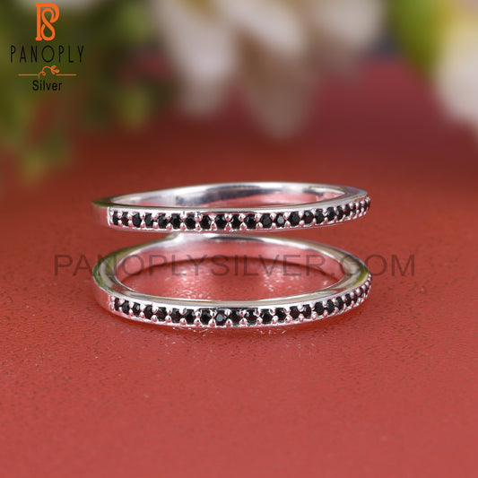 Black Spinal Round Shape 925 Sterling Silver Ring