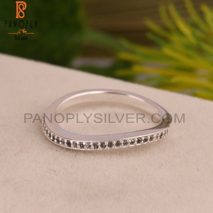 White Topaz French Band 925 Sterling Silver Ring