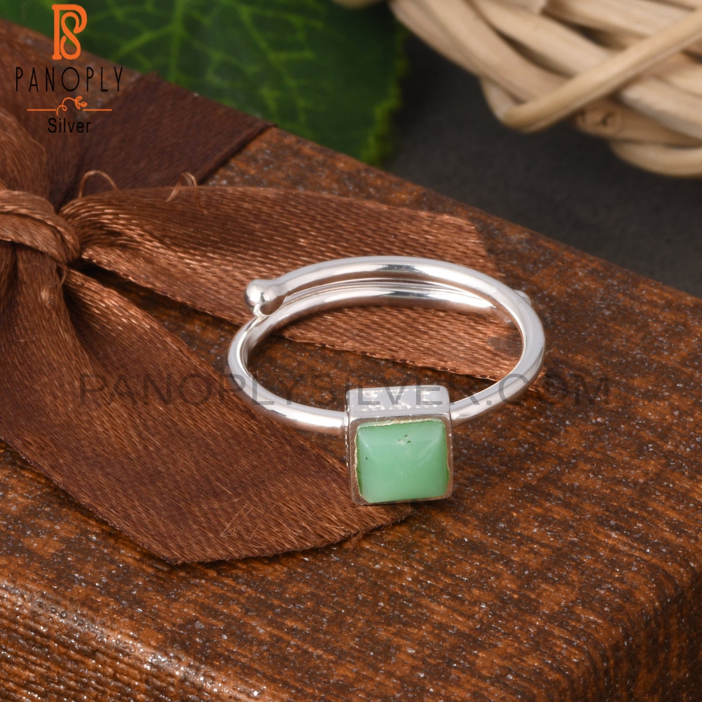 Chrysoprase Square 925 Sterling Silver Ring