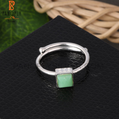 Chrysoprase Square 925 Sterling Silver Ring