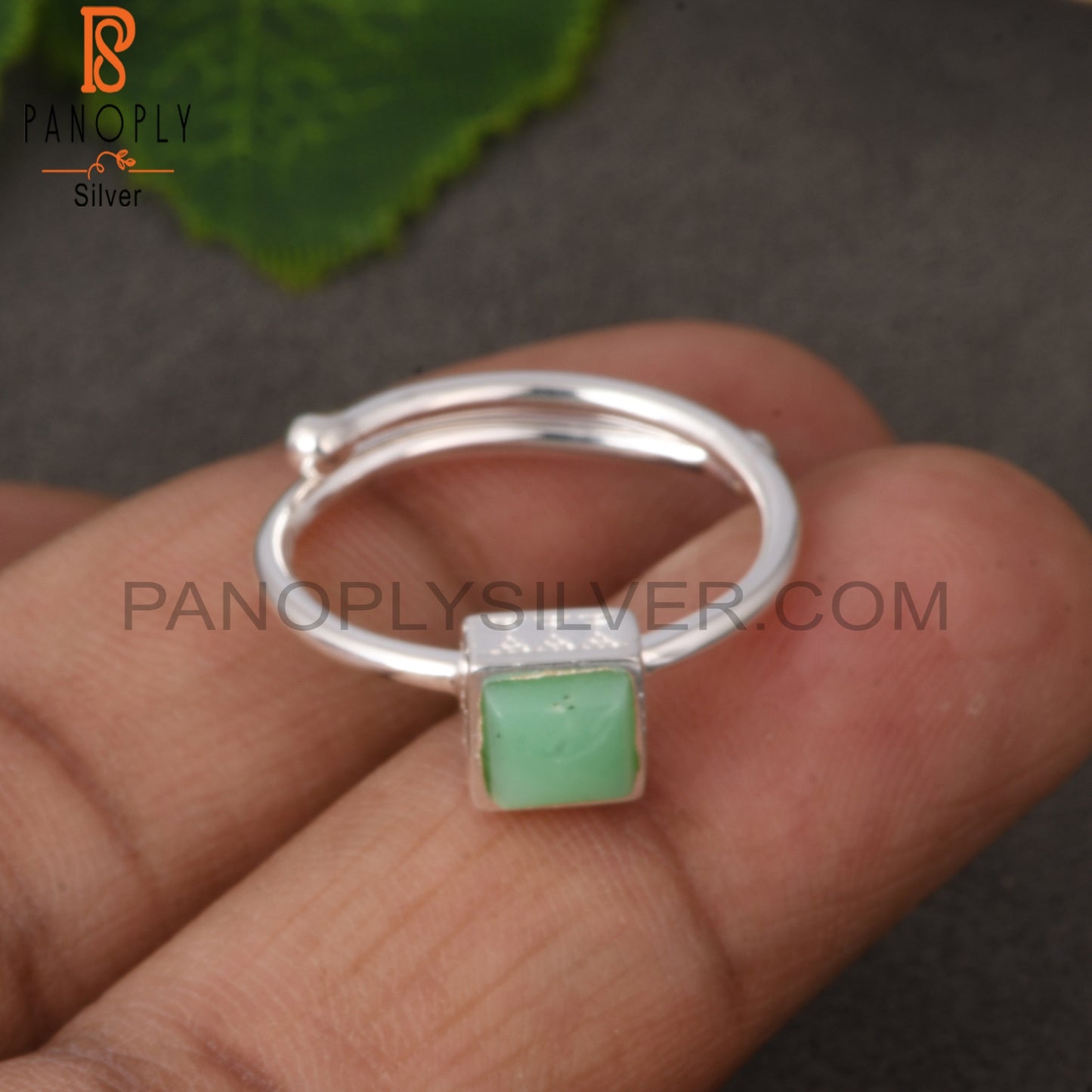 Chrysoprase Square 925 Sterling Silver Ring