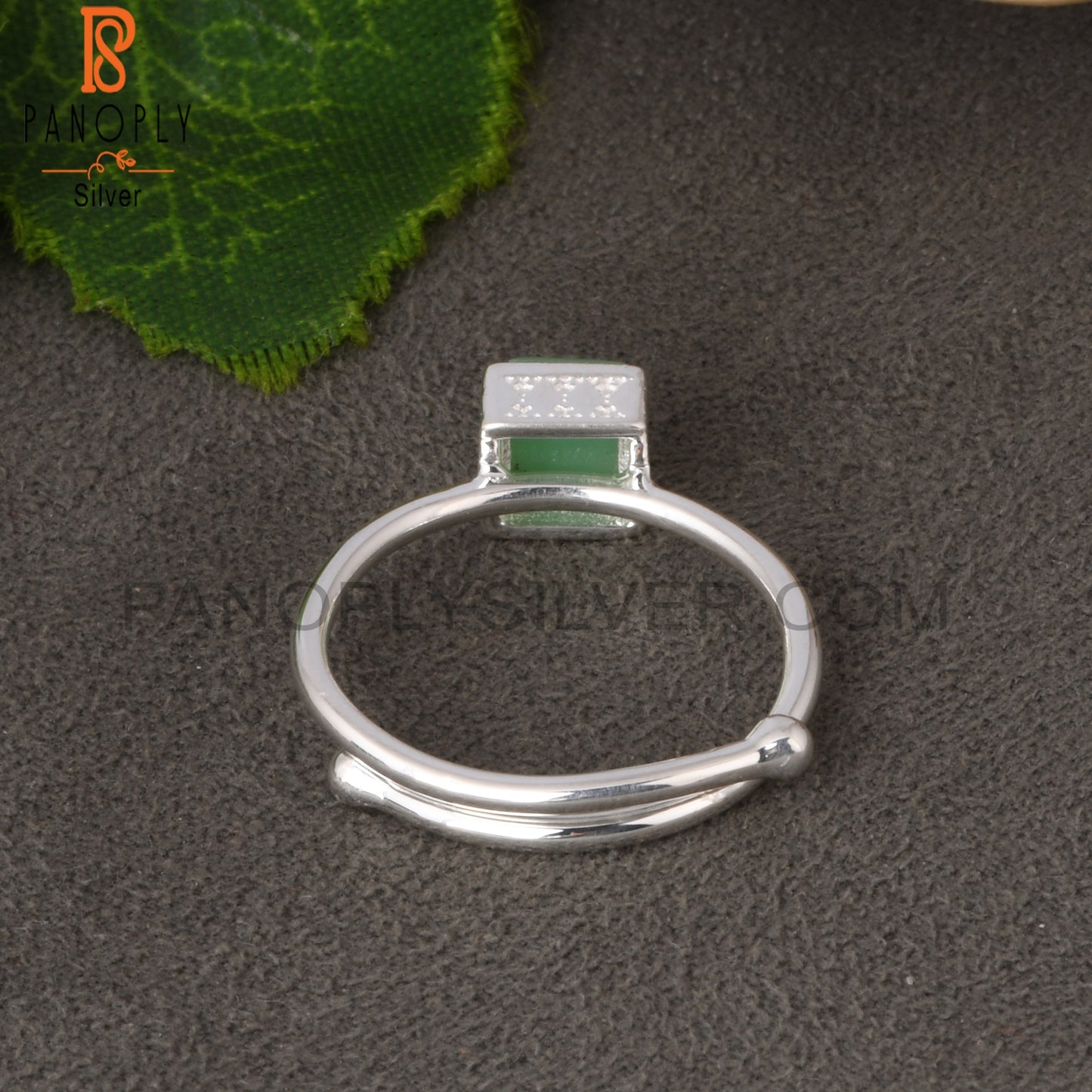 Chrysoprase Square 925 Sterling Silver Ring