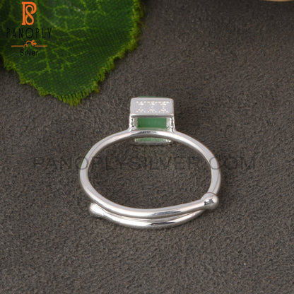 Chrysoprase Square 925 Sterling Silver Ring