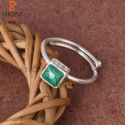 Malachite Square 925 Sterling Silver Ring