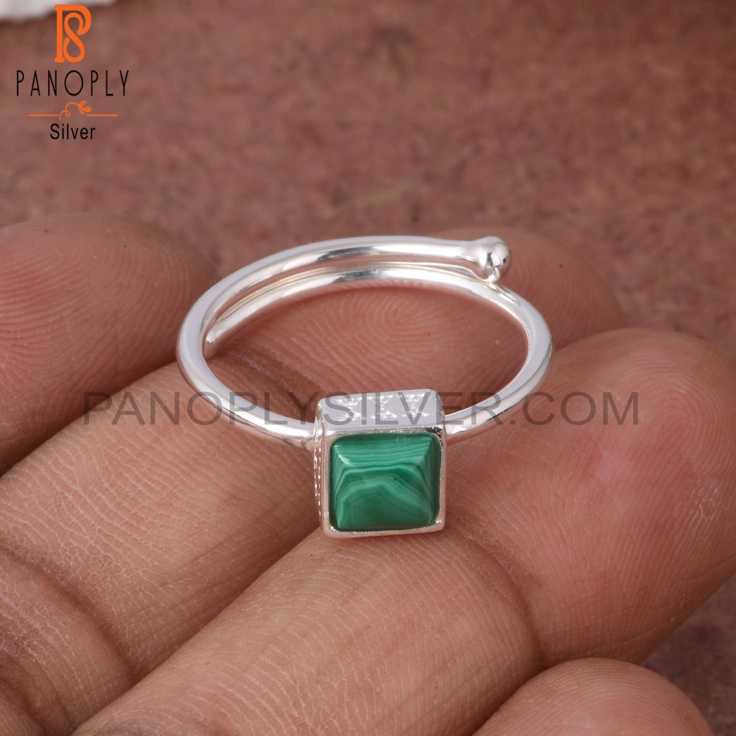 Malachite Square 925 Sterling Silver Ring