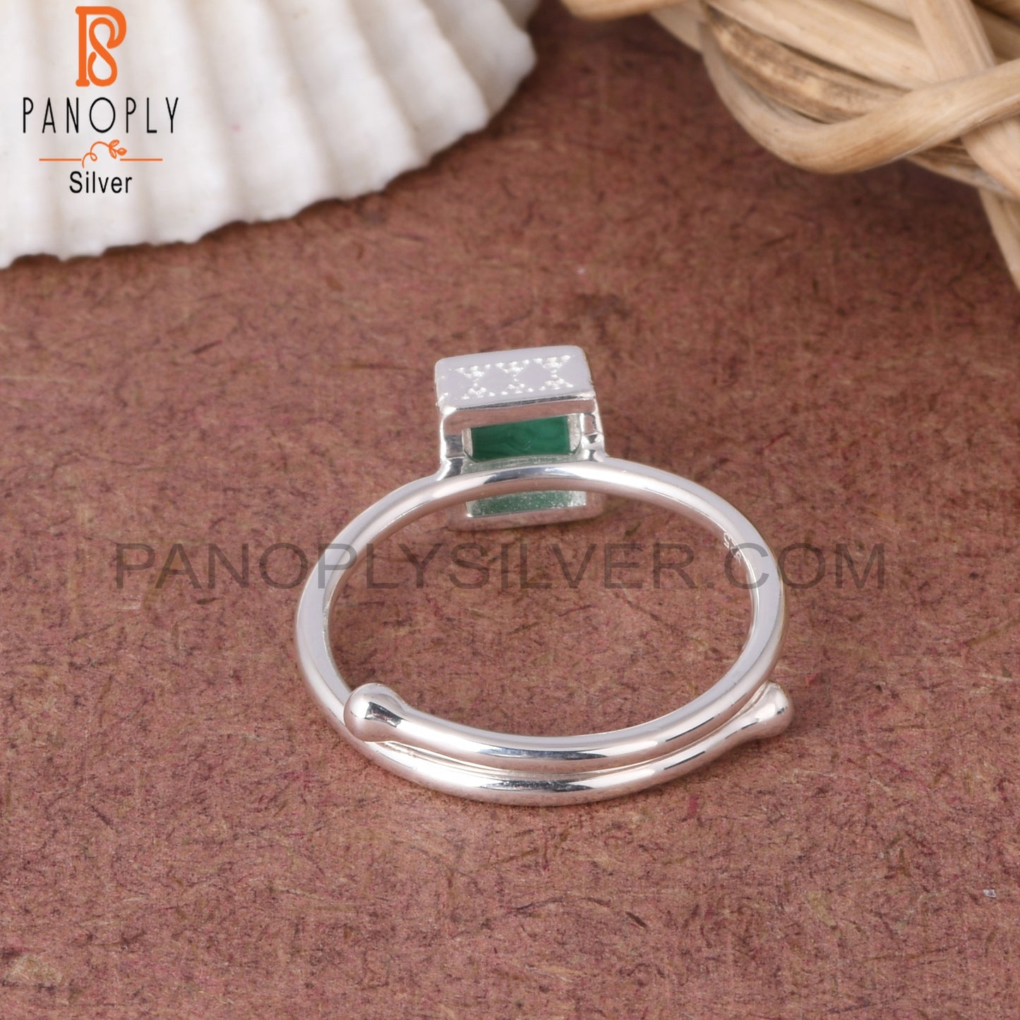 Malachite Square 925 Sterling Silver Ring