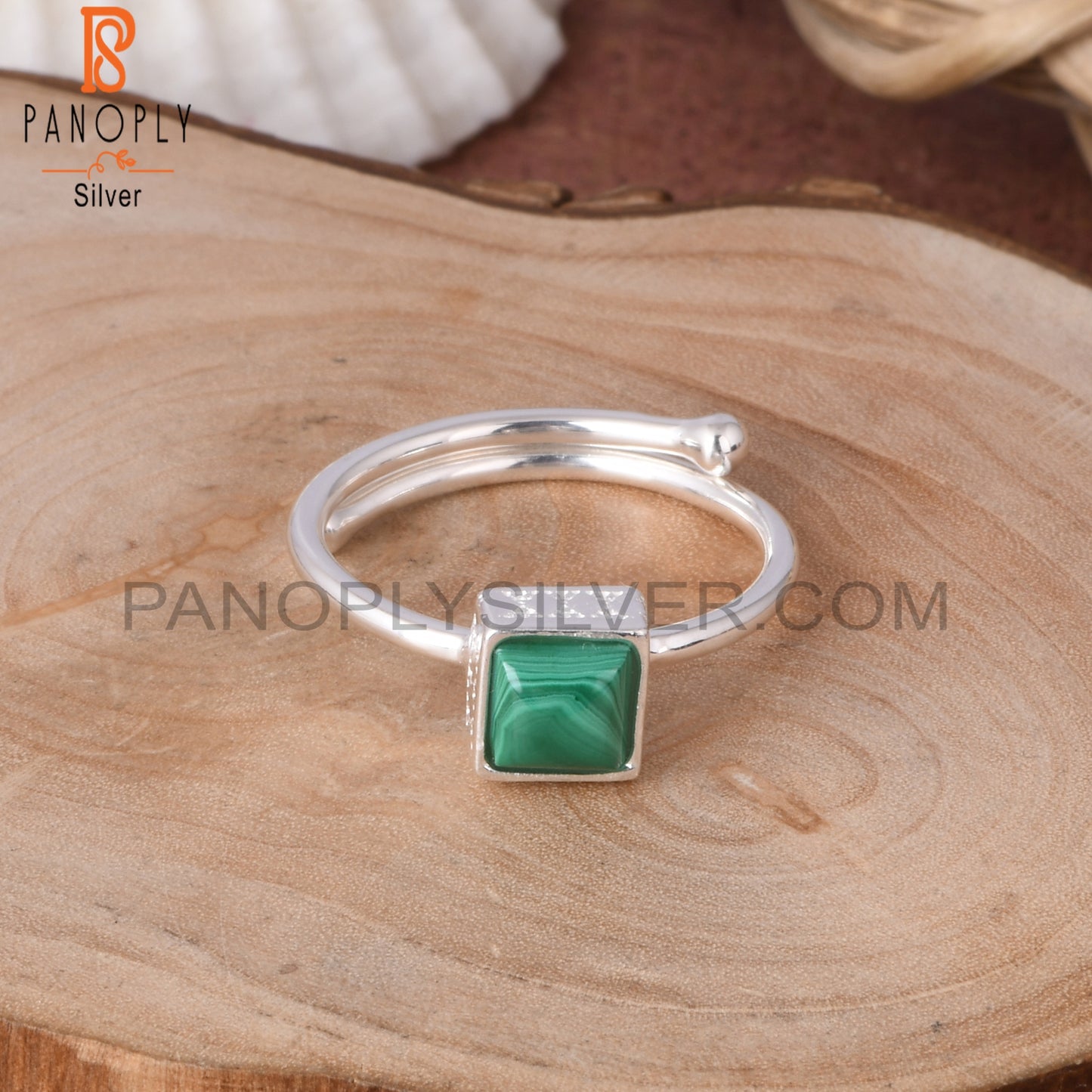 Malachite Square 925 Sterling Silver Ring