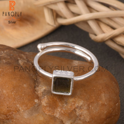 Gold Sheen Obsidian Square 925 Sterling Silver Adjustable Ring