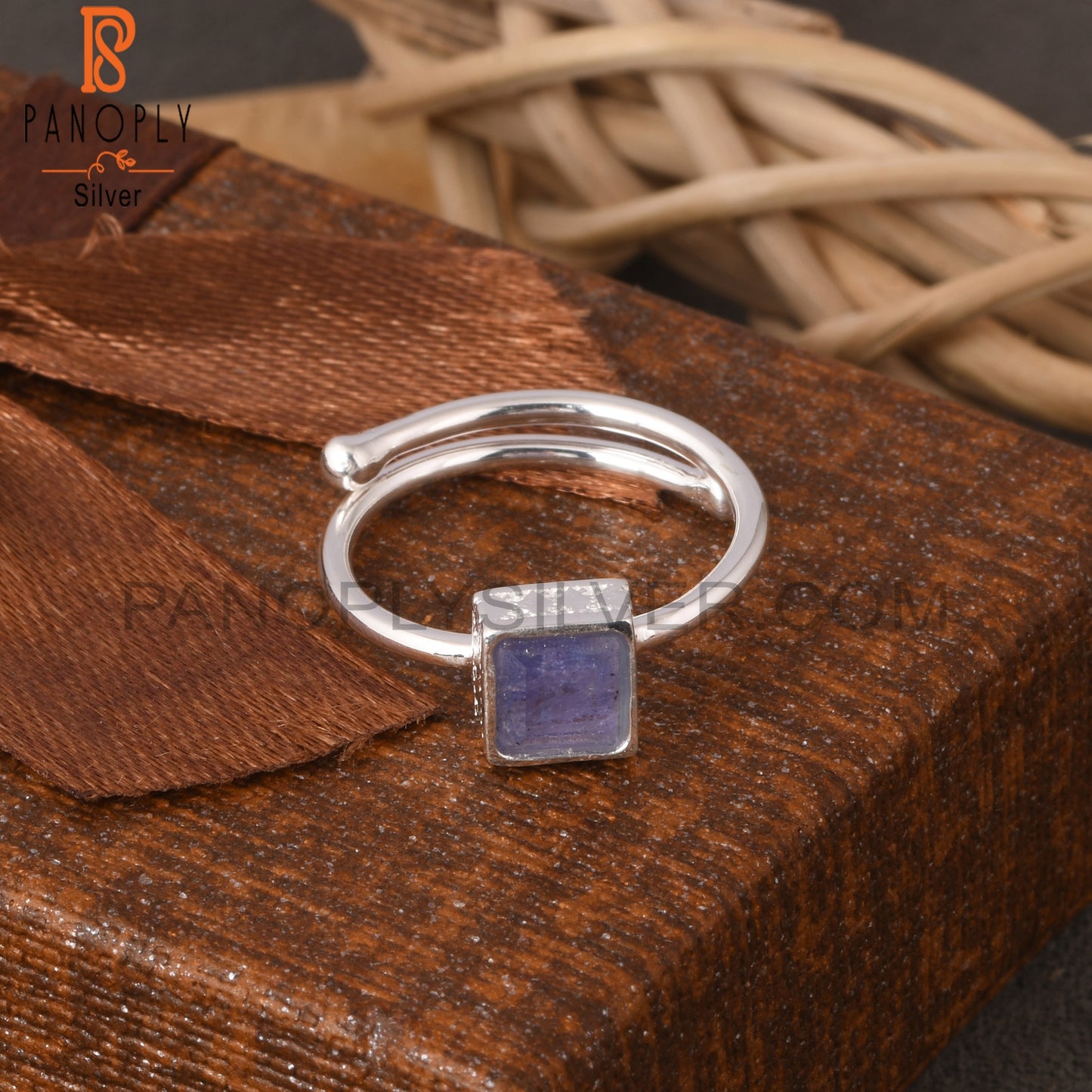 Tanzanite Square Shape 925 Sterling Silver Ring