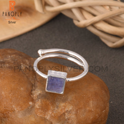 Tanzanite Square Shape 925 Sterling Silver Ring