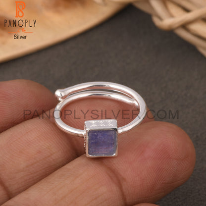 Tanzanite Square Shape 925 Sterling Silver Ring