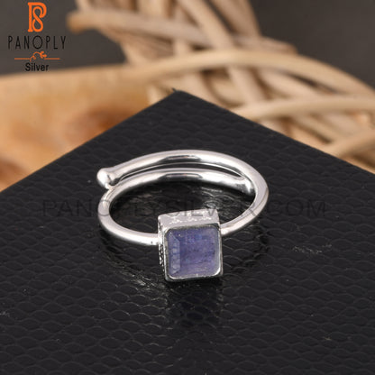 Tanzanite Square Shape 925 Sterling Silver Ring